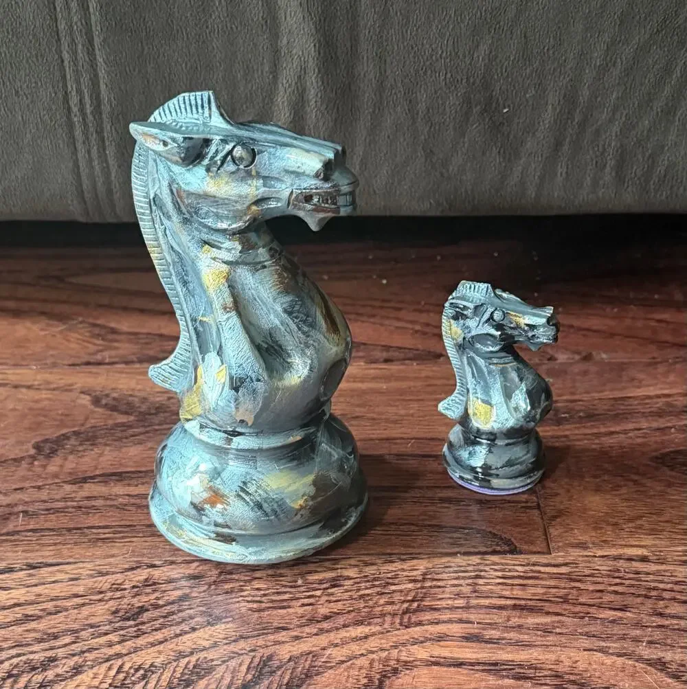 $1795 Purling London x Olivia Pilling Silver Knight Chess Art 15cm+Mini Rare Set